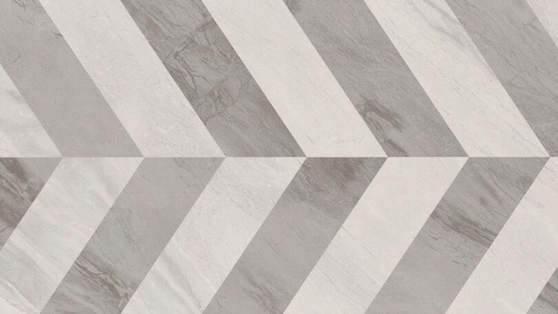 0400X1200 Megaron-Beyaz-Gri Chevron Dekor Fon Parlak